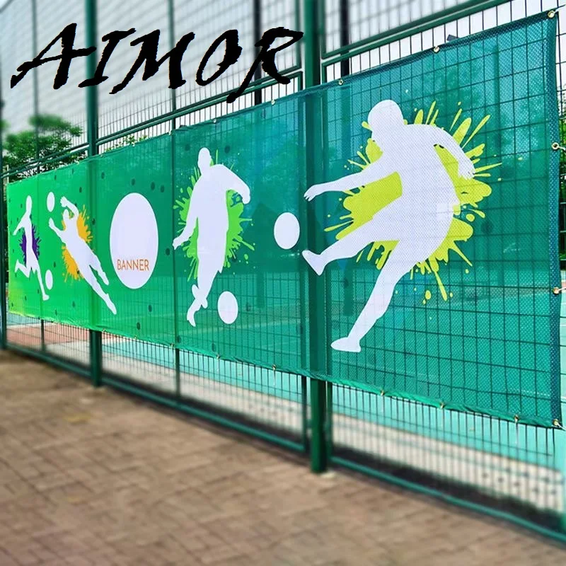 AIMOR Outdoor Advertising Cloth Custom Logo Picture Any Size DIY Mesh cloth Banner Windproof Rainproof Background Print