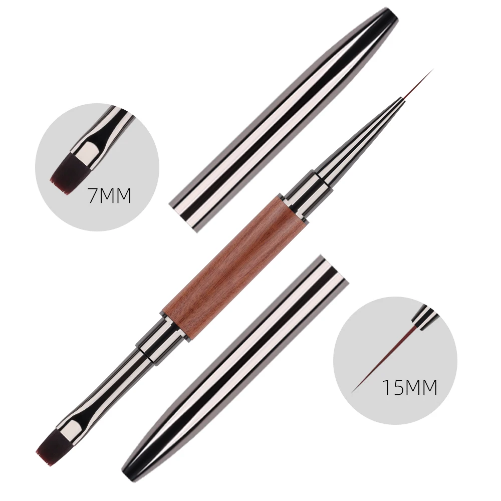 Black Double Head Crystal Handle Drawing Brush for Nail Art