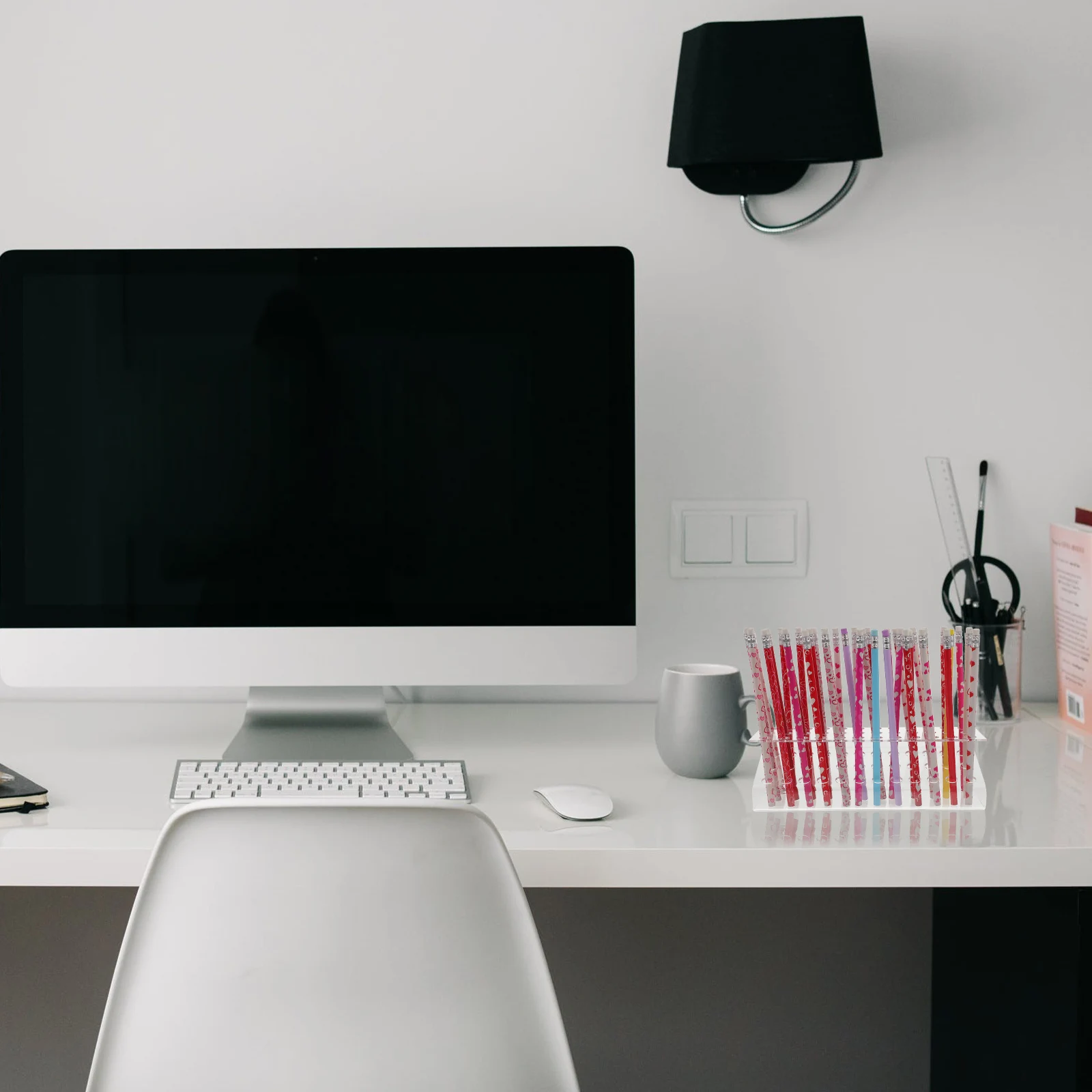 

36-Hole Acrylic Pen Holder Transparent Desk Organizer Rack for Pens Pencils Markers Makeup Brushes Office Home Stationery