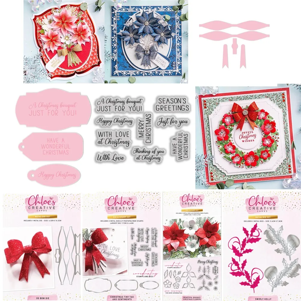 

Рождественский букет, строитель, металлические штампы для DIY, скрапбукинг, ремесла, шаблон для фотоальбома, украшение ручной работы