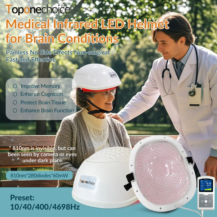 810nm NIR Light Therapy Stimulator Massager Neurofeedback Photobiomodulation Brain Helmet For Parkinson Depression Stroke Autism