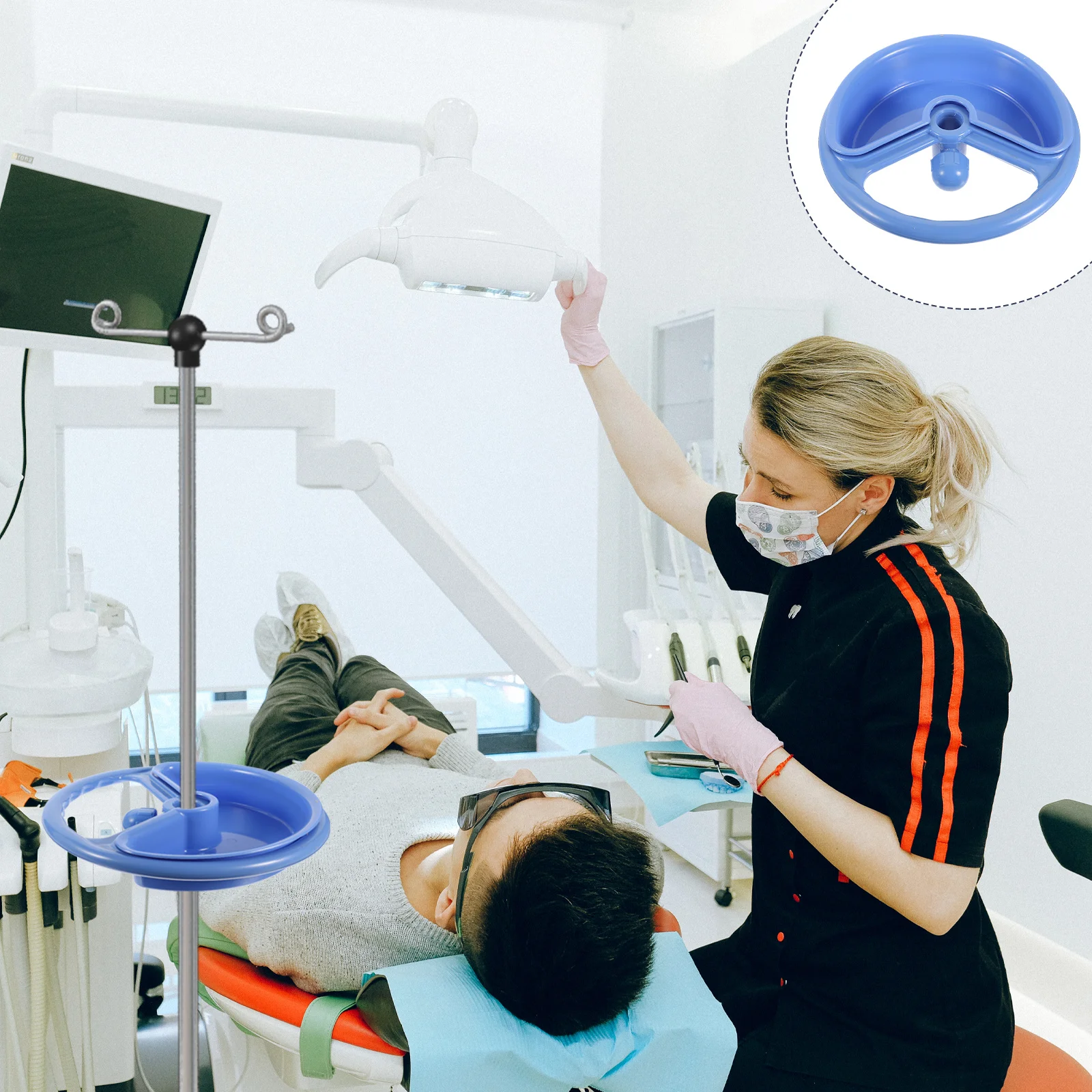 

Plastic Infusion Support Storage Plate Blue for Drip Stand Hospital Accessory Easy Installation Drip Stand Storage Plate