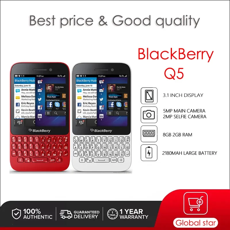 Refurbished Q5 2GB+8GB Camera shipping Unlocked BlackBerry