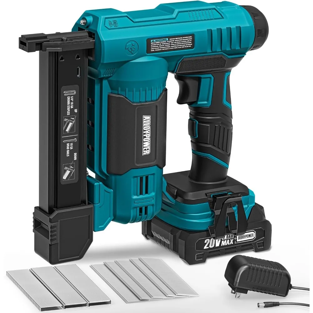 

ALLOYPOWER 18 Gauge Nail Gun Battery Powered, 2 in 1 Cordless Brad Nailer/Electric Stapler with 2.0Ah Battery and Charger,1000pc