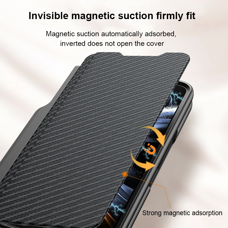 Card Bag Bracket 2 in 1 Leather Case for Samsung Galaxy Z Fold 3 4 5 Side Pen Slot Design Phone Case All-include Magnetic Cover