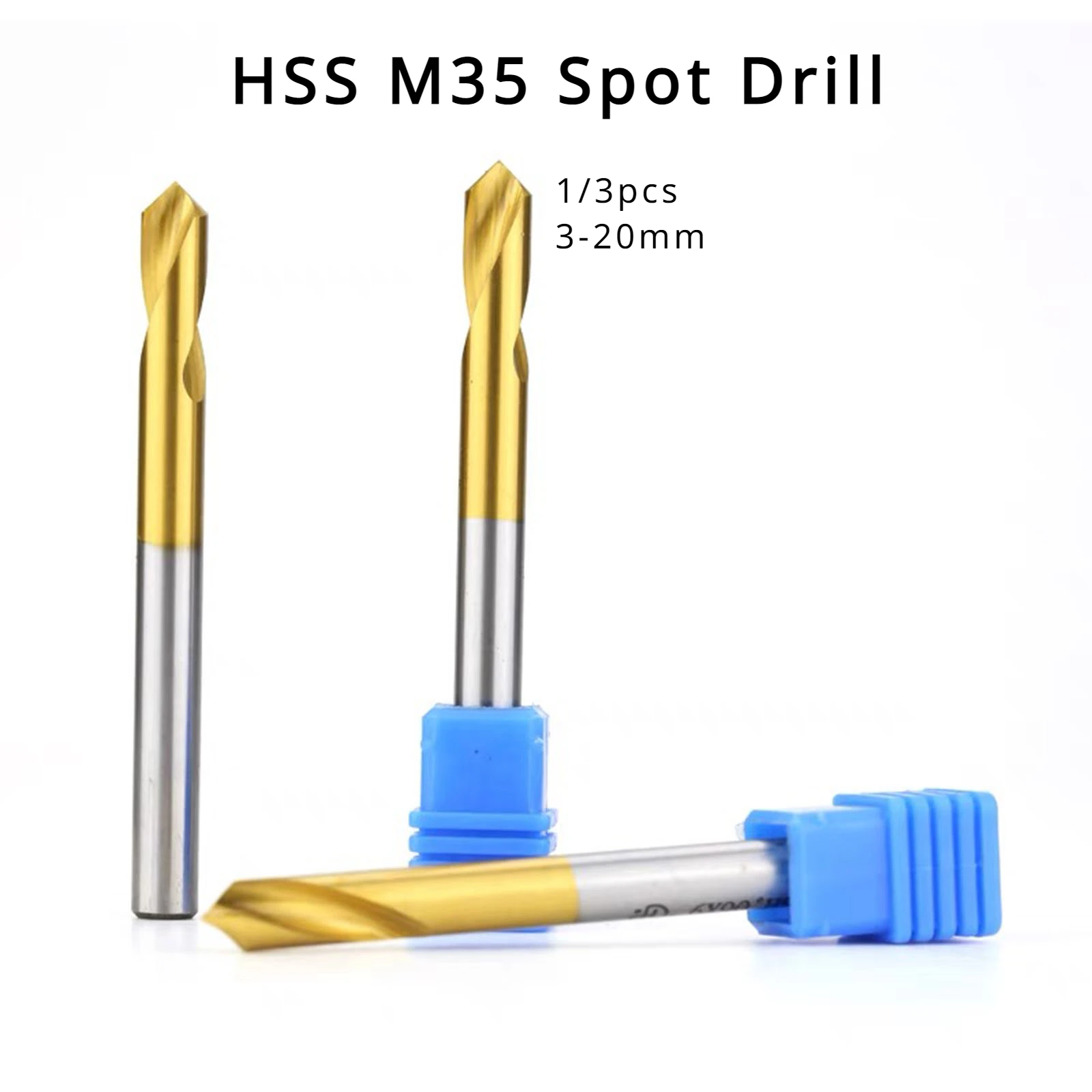 

1/3pcs HSS M35 Spot Drill Bits 3-20mm Positioning Chamfer Deburring 60 DegreePrepare Guide Pilot Hole CNC Machine Tool