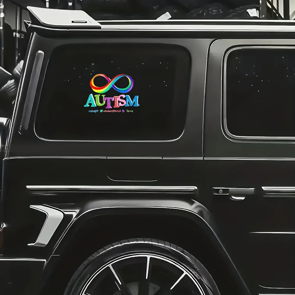 Vibrant Rainbow Infinite Symbol Decal, Autism Acceptance Care Vinyl Sticker for Car Window view 5