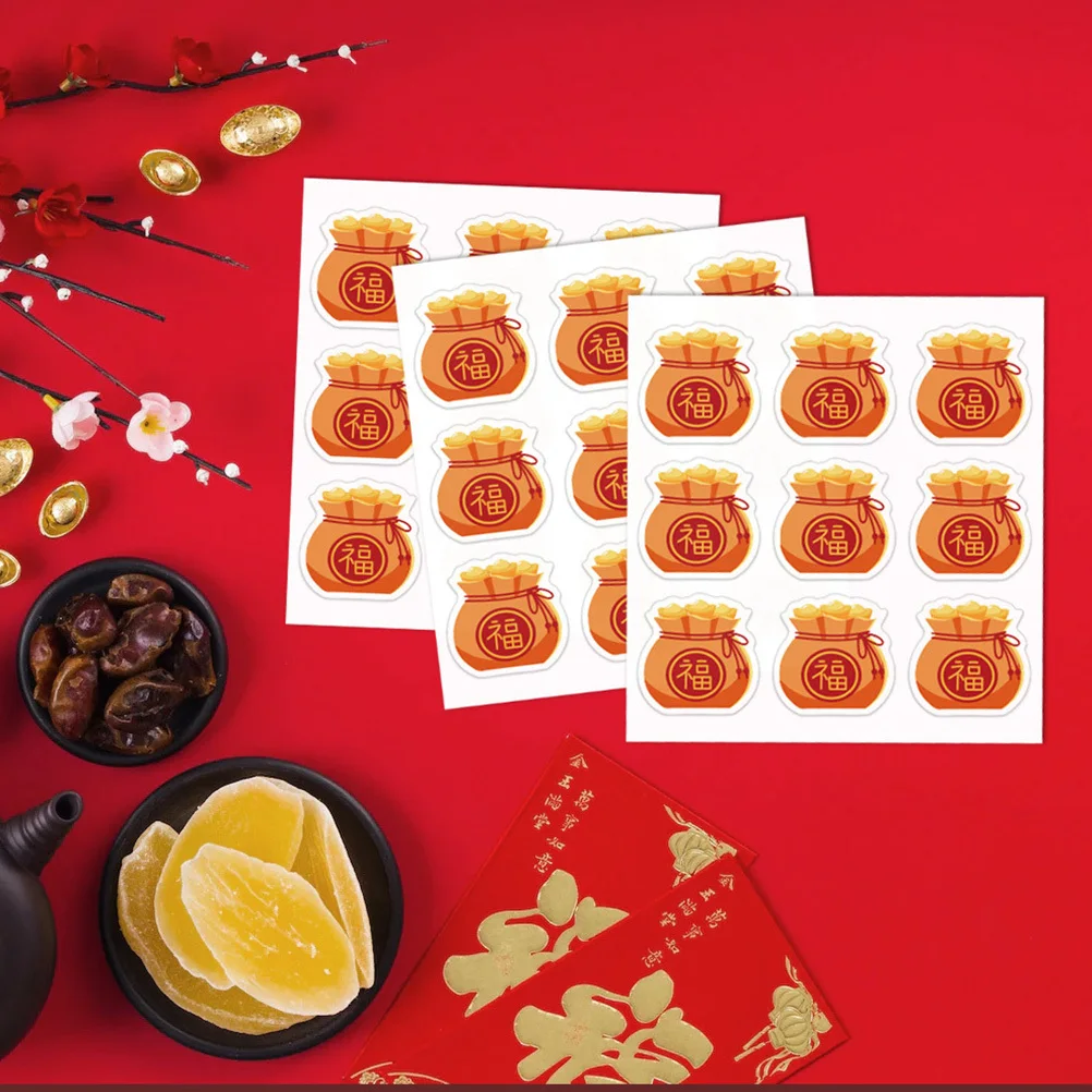 

2 Bags New Year Sealing Stickers Waterproof Multi-Function Gift Wrapping Labels for Envelopes Bags Seal Stickers