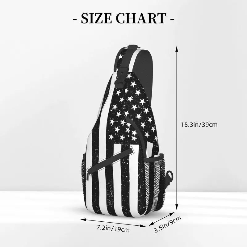 Bolsos con bandera americana Grunge para hombre, mochila cruzada de hombro a rayas, mochila de pecho, mochila de viaje, senderismo, mochila de día