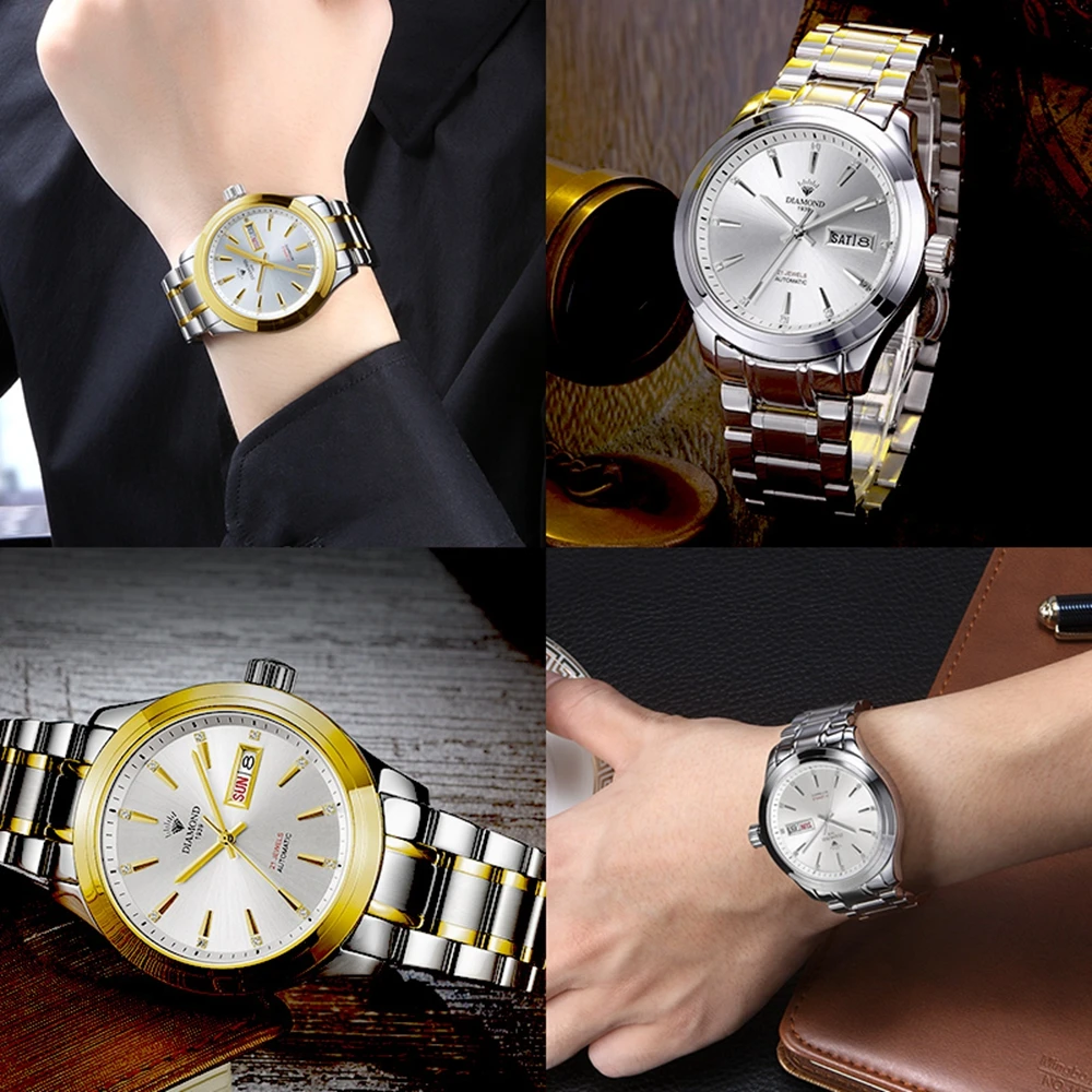 Shanghai Diamond Automatic Watch Men 41mm Business Mechanical Wristwatches Luxury Watch 1939 Classic Clocks Relojes Para Hombre