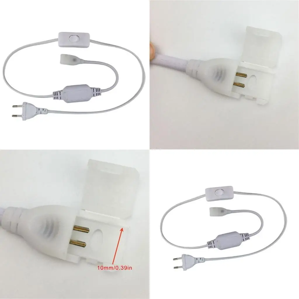 

652F 220V LED Strips Light Power Plug with Switches High Voltages None Soldering Connector Power Adapter for LED Light