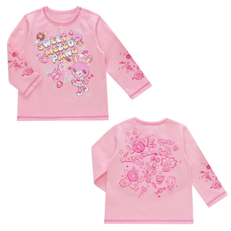 Cartoon Bunny Candy Letter Printed Long Sleeved T-shirt Japanese Mp Summer New Mom and Daughter Matching Clothes Y2k Top