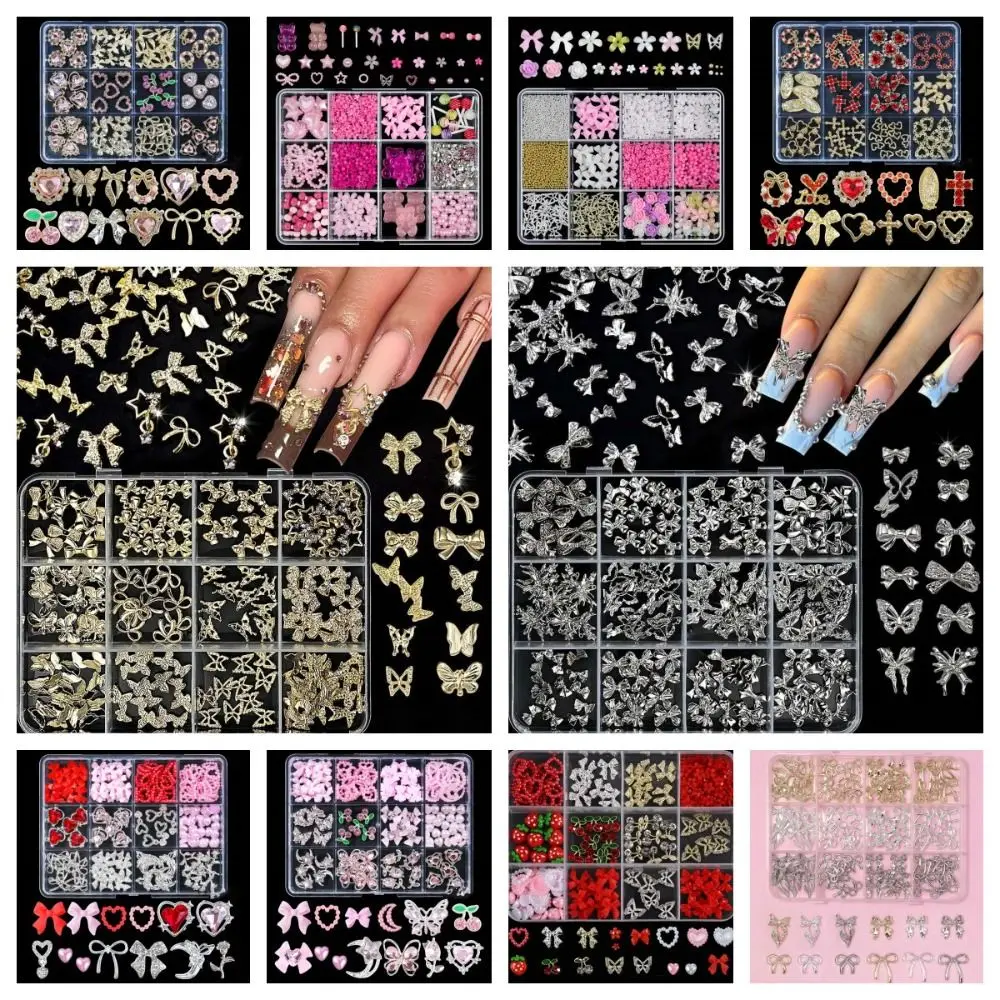 マニキュアアクセサリー 3D ネイルラインストーン 混合形状 ガラスクリスタル ネイルグリッター ジュエリー ベア シャイニー