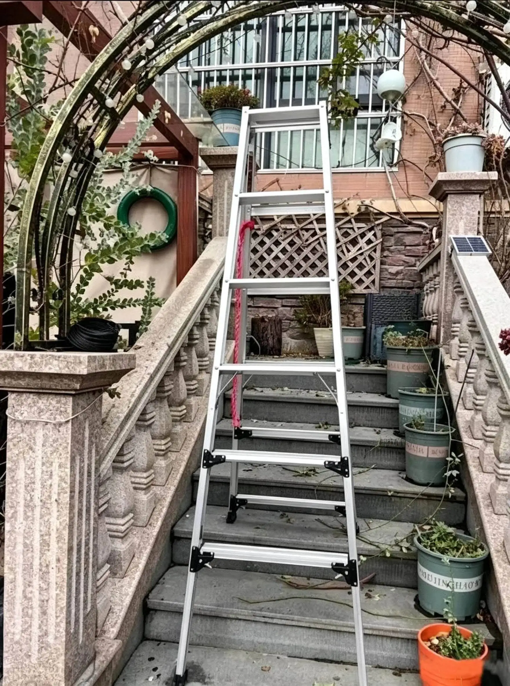 Retractable Straight Ladders Household A-Frame Step Ladders Multifunctional 5/6/7 Step Stools Thickened Aluminum Alloy Ladder image 4