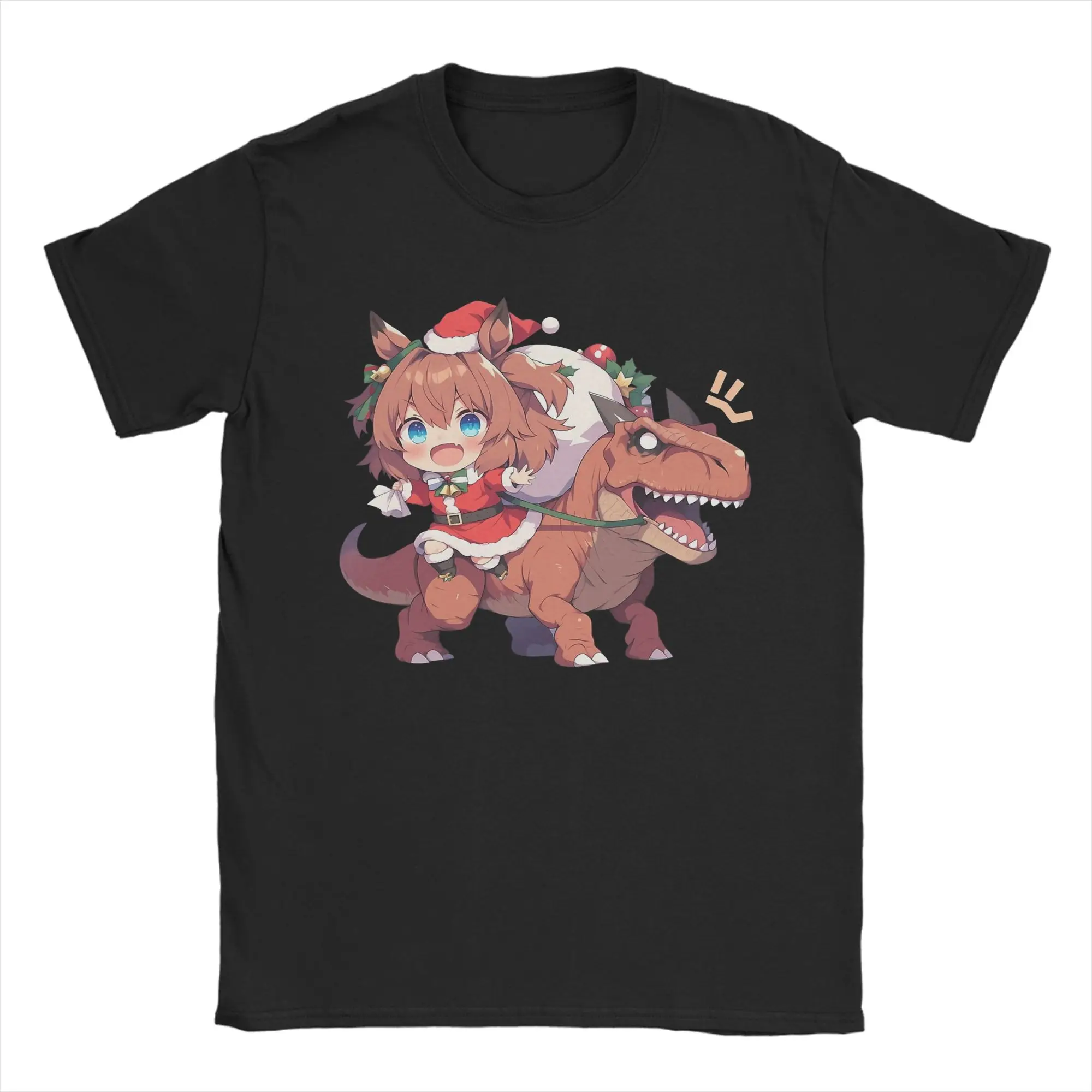 

Taiki Shuttle Christmas Dinosaur Men T Shirts Uma Musume Pretty Derby Anime Tees Short Sleeve Crew Neck T-Shirt 100% Cotton