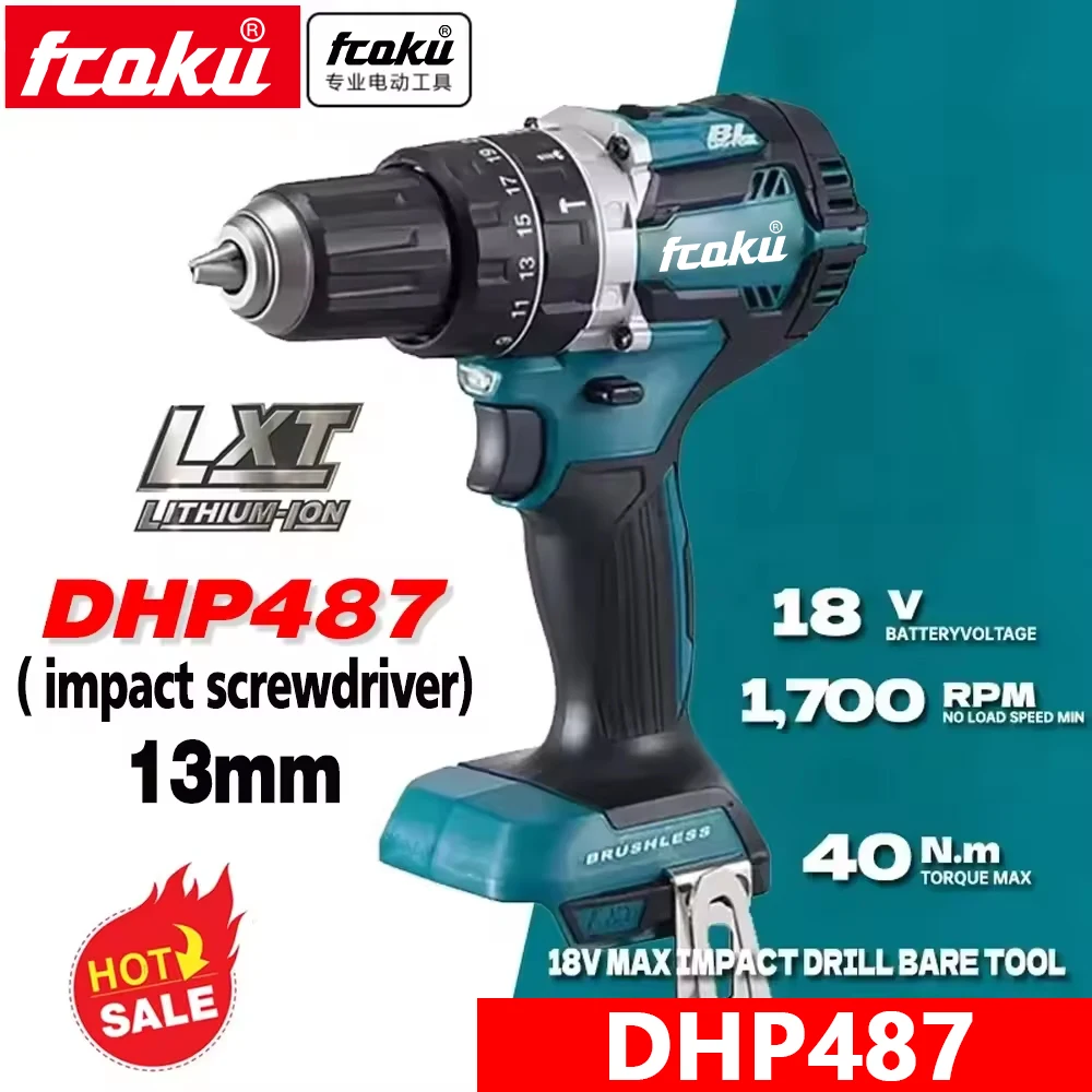 

New Multifunctional 3 in 1 Impact Screwdriver and Drill Electric Tool Makitar DHP487 10mm Impact Drill Handheld Powerful Drill