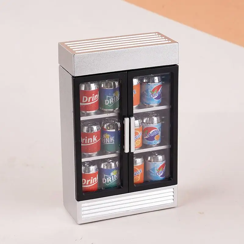 Mini Simulation Refrigerator Model Dollhouse Drink Storage Role Play Scene Ornament Toy