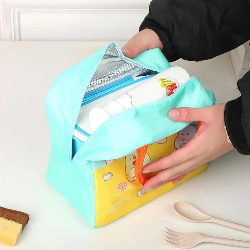 Bolsa de almuerzo con dibujos animados de animales, bolso Bento aislante de papel de aluminio para arroz, paquete de comida para estudiantes