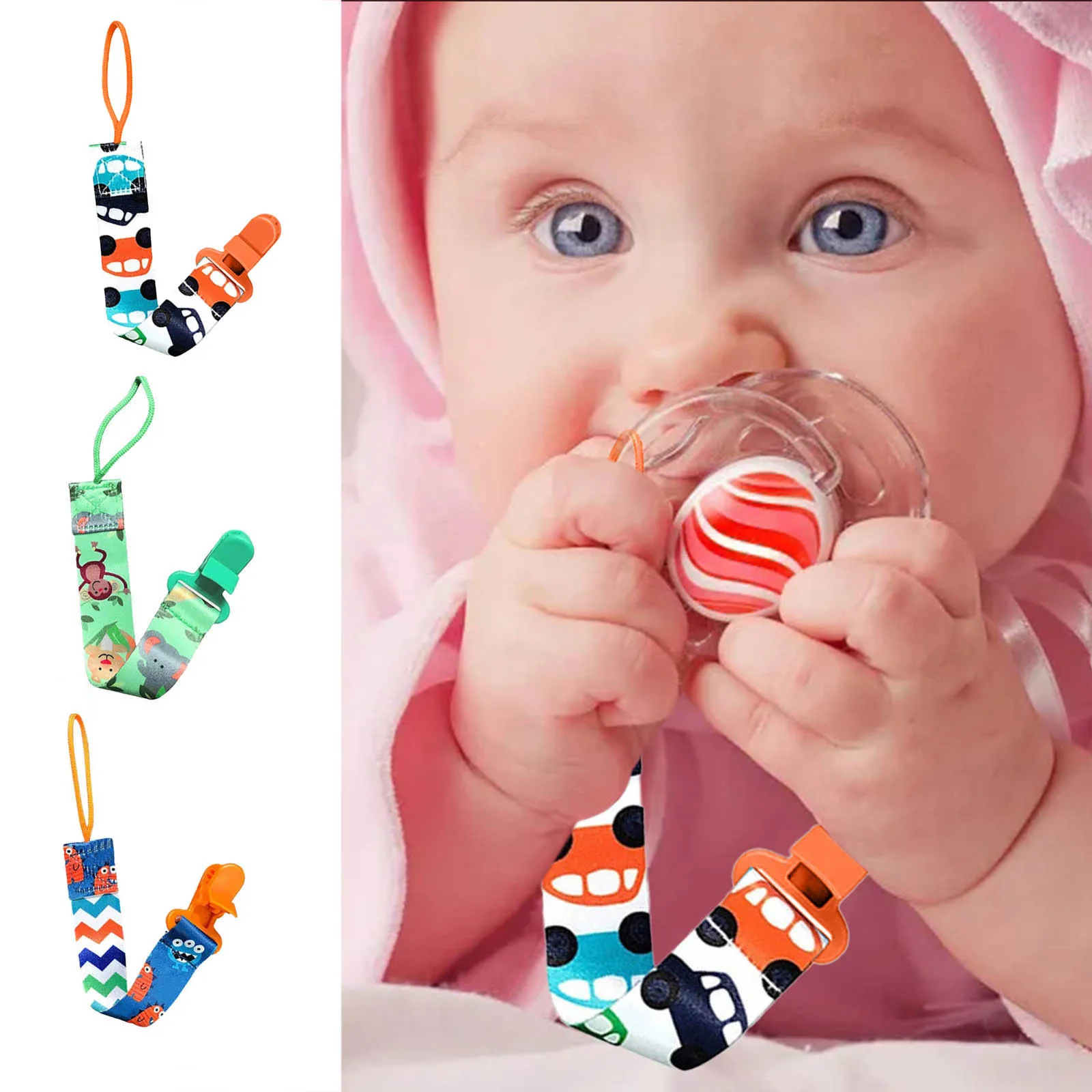 Baby Pacifier Holder Fit Pacifiers & Infants Baby Teething Toys & Set For Boys And Girls