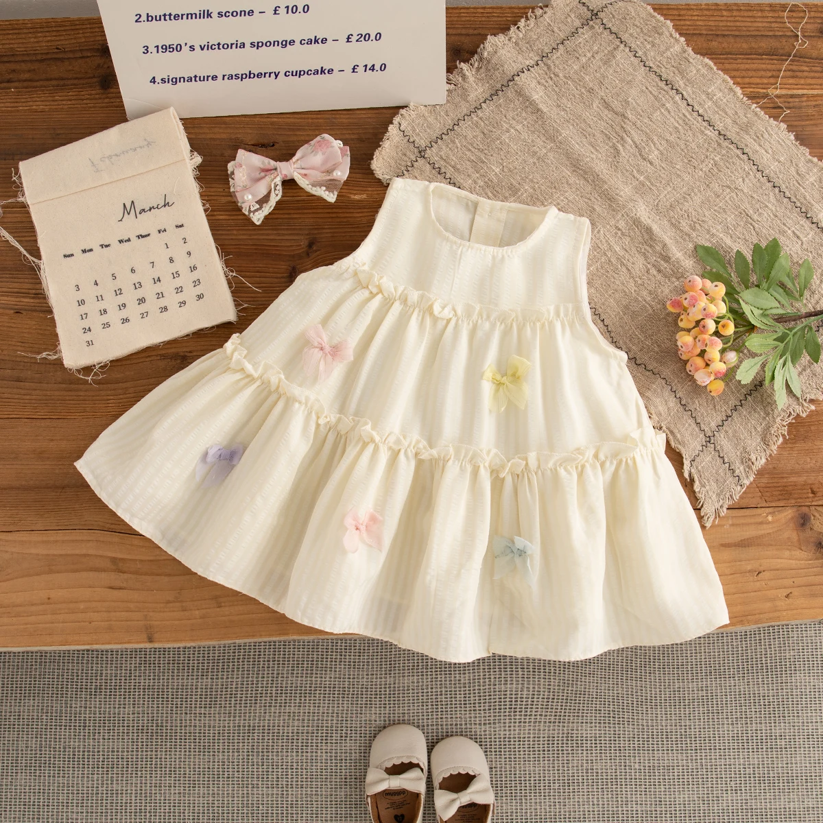 

Baby Clothes Girl Summer Bow Solid Color Sleeveless Simple Girl Kid's Dress Cute Casual Baby Girl Princess Dresses
