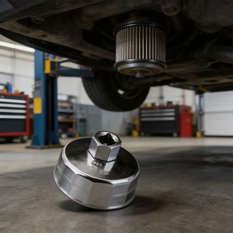 Oil Change Filter Cup Socket 64Mm-65Mm Cap Metal Wrench for Garage Tool Box Storage and Routine Maintenance Work