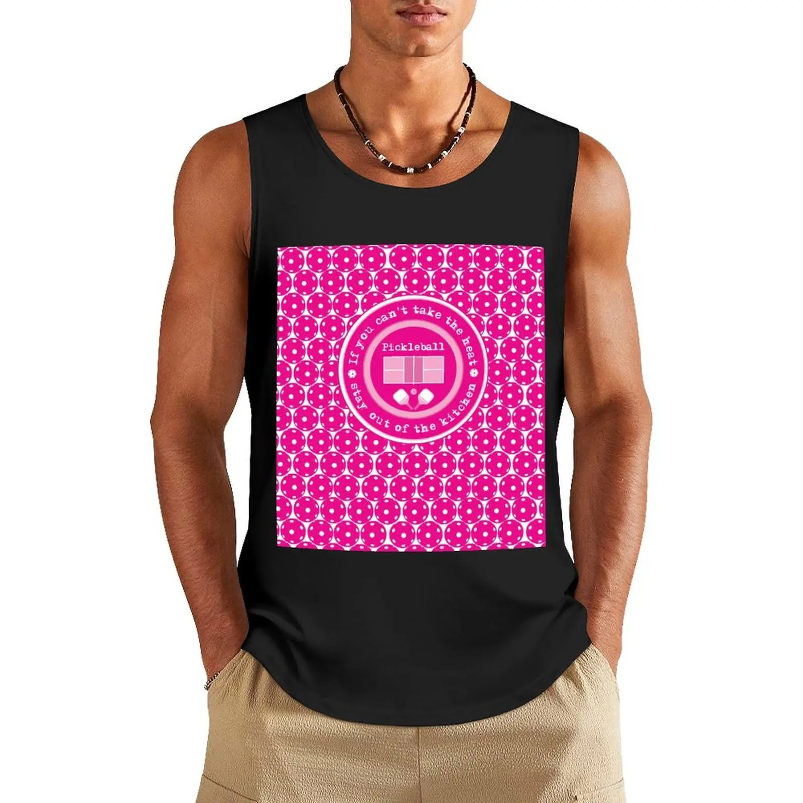 

Pink Pickleball - stay out of kitchen Tank Top summer t shirts sleeveless vest men gym shirt men