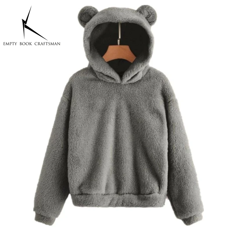 European and American Autumn and Winter New Plush Rabbit Ear Hooded Warm Sweater Hoodie