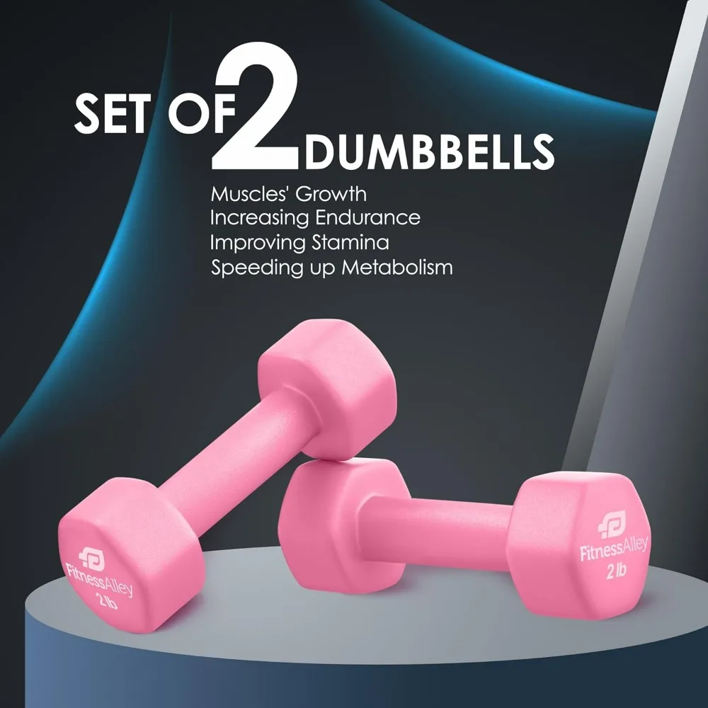 Neoprene Coated Workout Dumbbells set of 2 – Anti Roll, Non Slip with Smooth Grip & Exercise Dumbbells