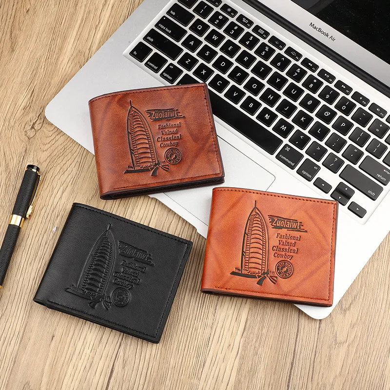 

European and American retro short men's wallet,high-end embossed wallet,multi-slot card case,tarjetero,portafoglio uomo luxury