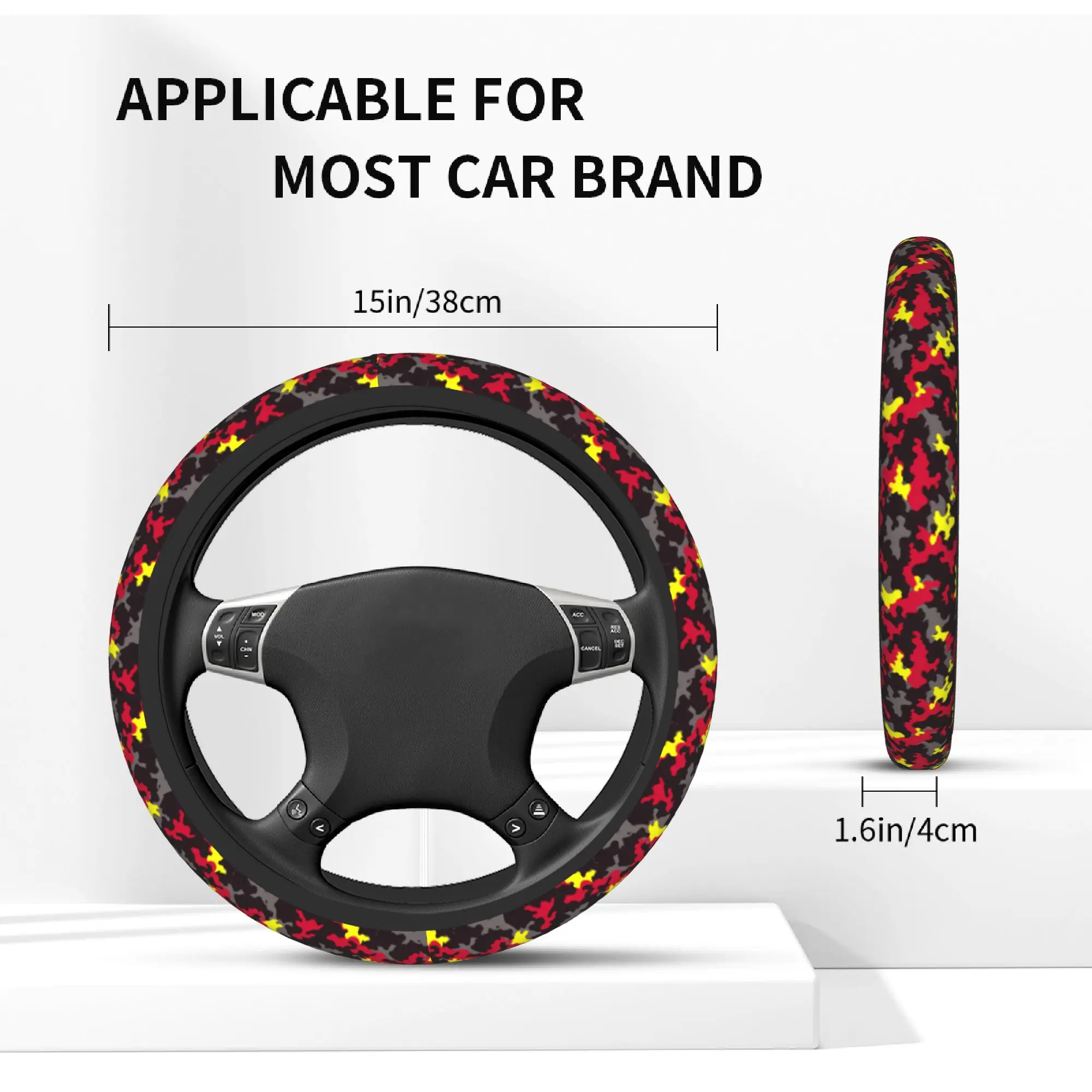 Camo Camouflage Car Steering Wheel Cover 37-38 Elastic  Steering Wheel Protective Cover Colorful Steering-Wheel Accessories - view 5
