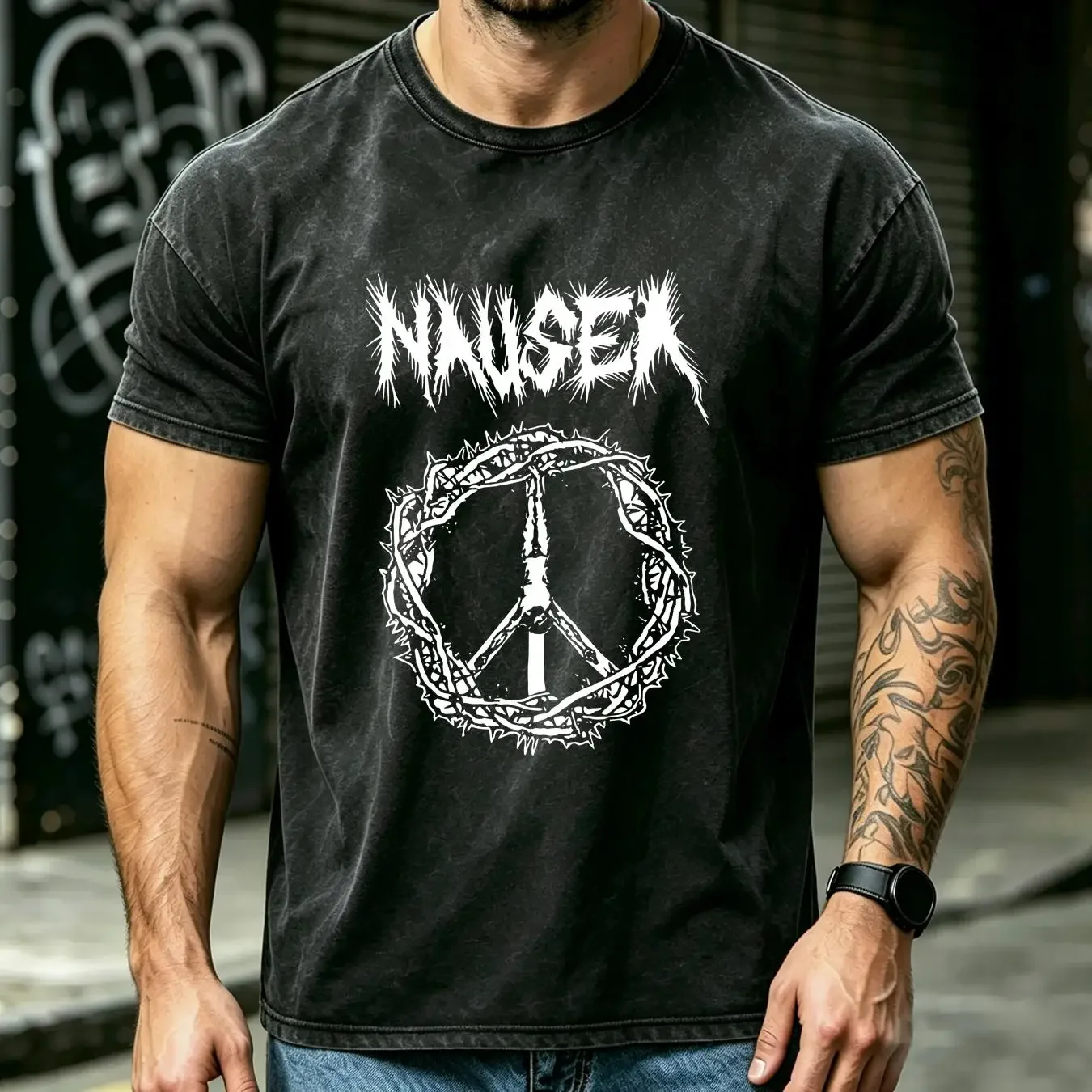 washed T Shirt Vintage Nausea Band Motion Sickness Anti Health Awareness Comfort Clothing Idea ZA04 long or short sleeves