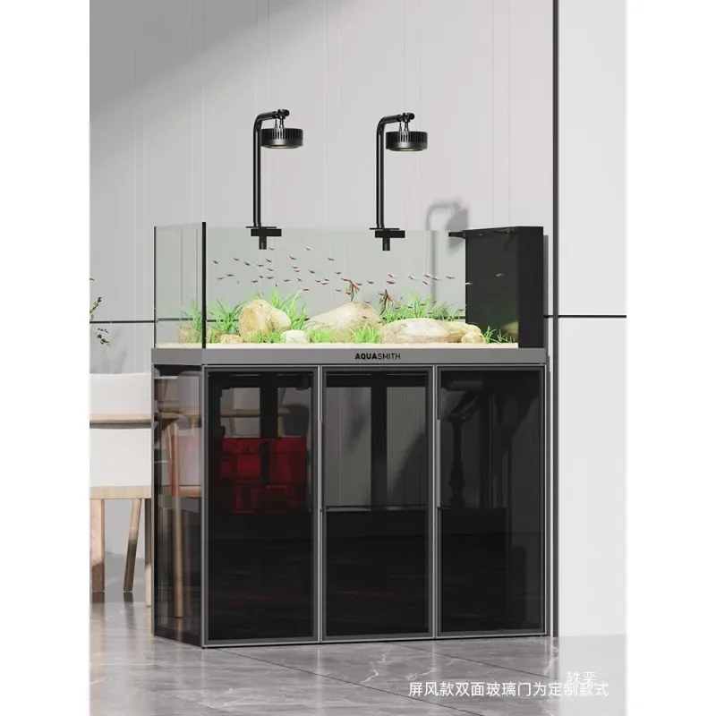 Ultra-white glass Brontosaurus fish tank aquarium integrated vertical floor