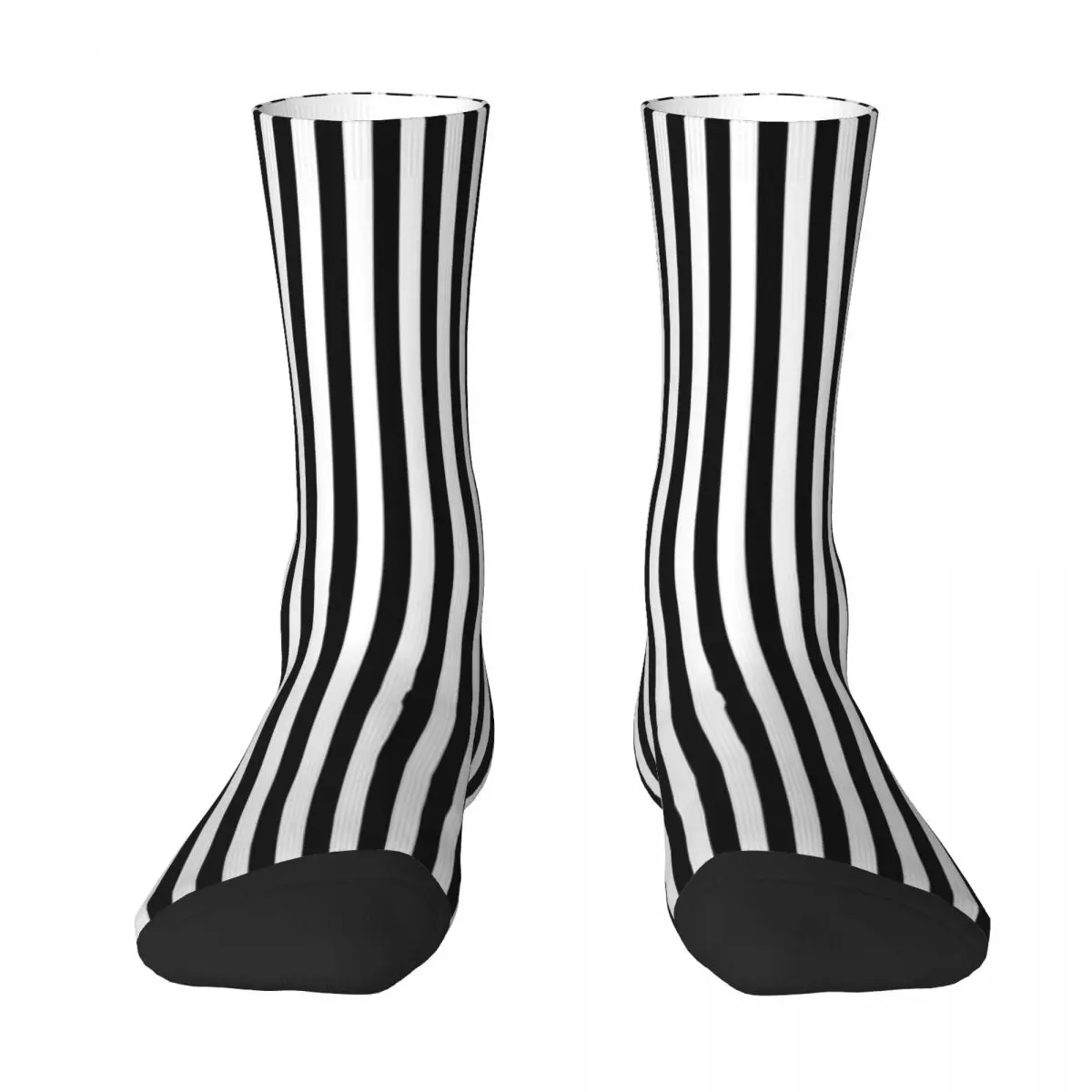 Vertical Striped Stockings Black and White Printed Kawaii Socks Autumn Non-Slip Socks Unisex Skateboard Soft Socks