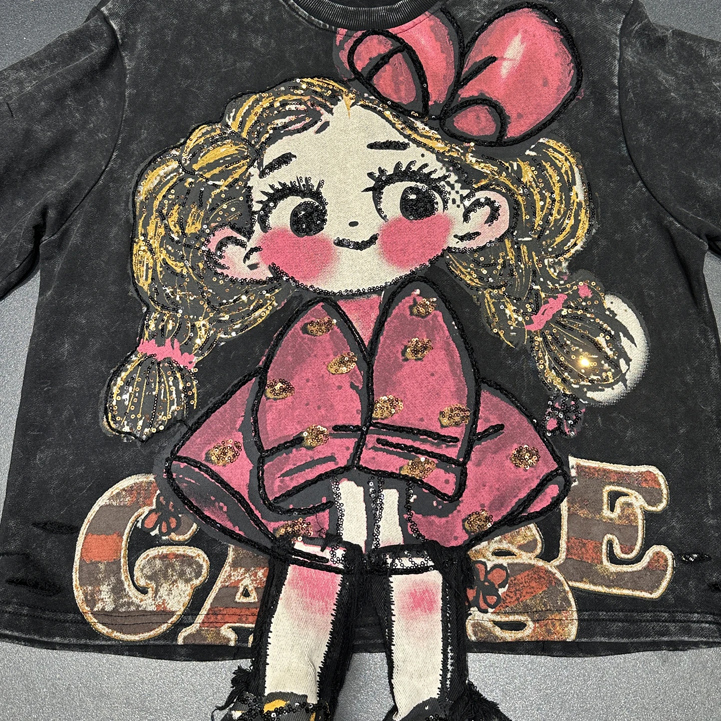 الربيع والخريف جديد الثقيلة الحرفية الكرتون 3D فتاة صغيرة قصيرة الأكمام تي شيرت للنساء فضفاضة عارضة الحلو نمط نصف كم أعلى #6