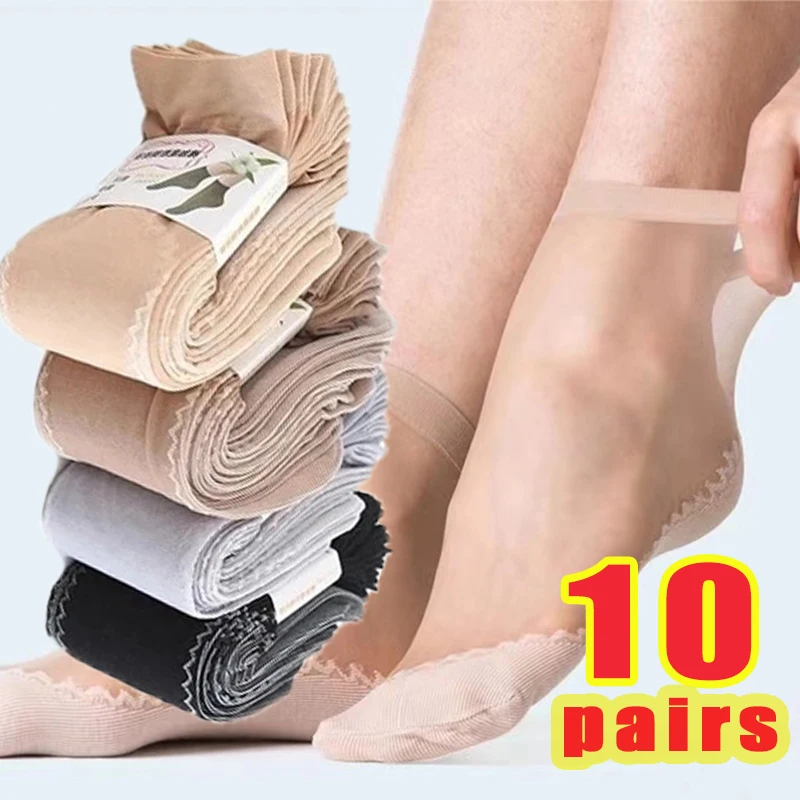 Spring Summer Women Socks Soft Velvet Silk Socks Non-Slip Bottom Splice Fashion Transparent Ultrathin Breathable Sock