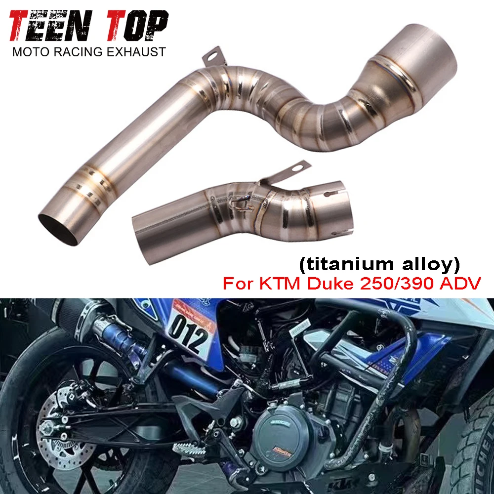 For KTM DUKE 250 390 ADV Moto Bike Exhaust Middle Link Pipe Titanium Alloy Exhaust 51mm duke 250 2020 2021 Mid Connection Pipe