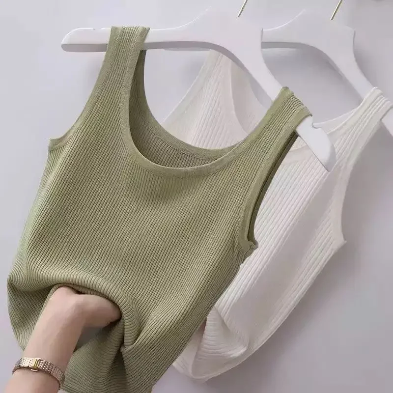 

Elastic Tank Top Women Sleeveless Base Shirt Running Vest Workout Women's Self-cultivation Outer Wear Thin Crop Women Camisole