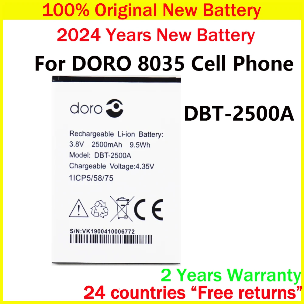 

New Original Battery DBT-2500A 2500mAh Battery For DORO 8035 Batteries With Tracking Number