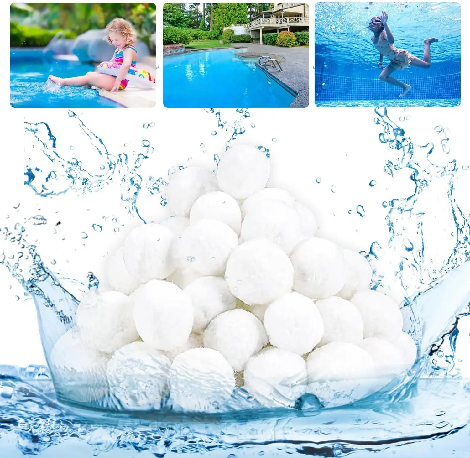 

Pool Filter Balls, 3.1 lbs Eco-Friendly Reusable Media for Sand Filter, Equivalent to 100 lbs Sand, High-Efficiency Filtration