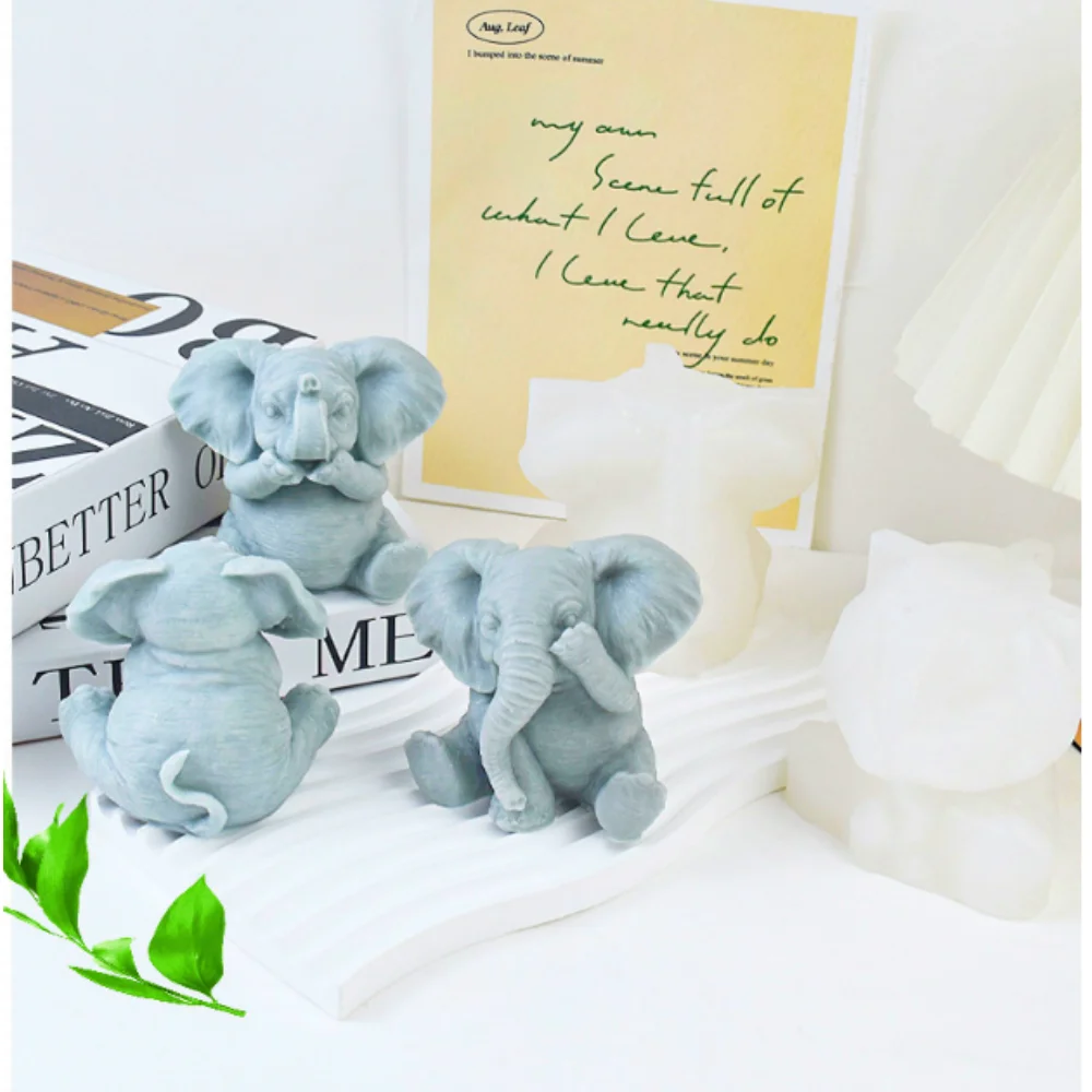 Cute Elephant Silicone Candle Mold 3D Animal Aromatherapy Wax Epoxy Resin Soap Molds DIY Chocolate Baking Tool Home Decoration