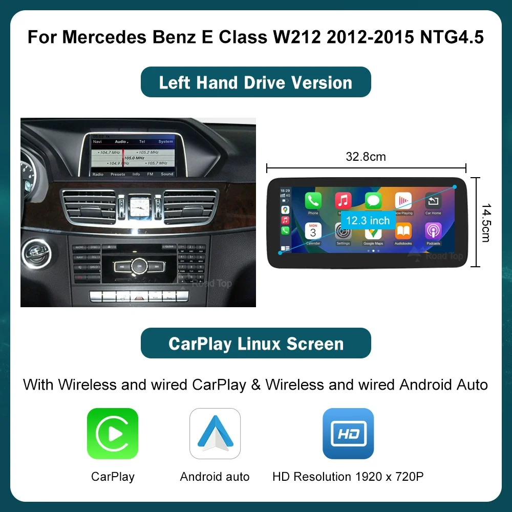 Mercedes Benz GLK Class X204 X253 Car Multimedia GPS Screen NTG4.5/ 5.0 CarPlay Function 8GB RAM USB SD Card FM Transmitter