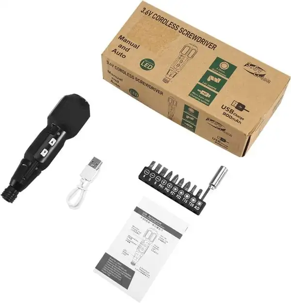 Cordless Electric Screwdriver 3.6V Mini Screwdriver set with Magnetic Tip Work Light USB Rechargeable for DIY Household