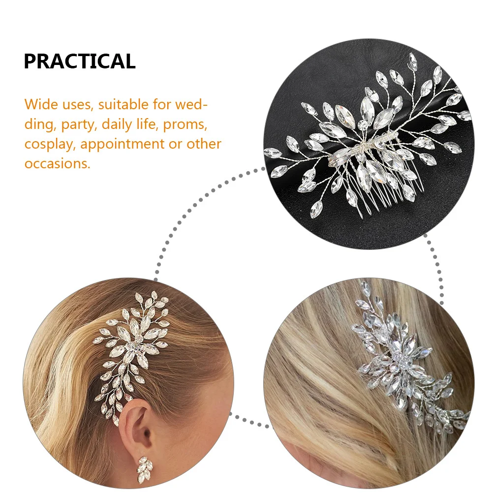 Rhinestone Hair Comb Elegant Crystal Bridal Comb Silver Wedding Hair Accessory for Women Girls Prom Party Daily Wear Decoration