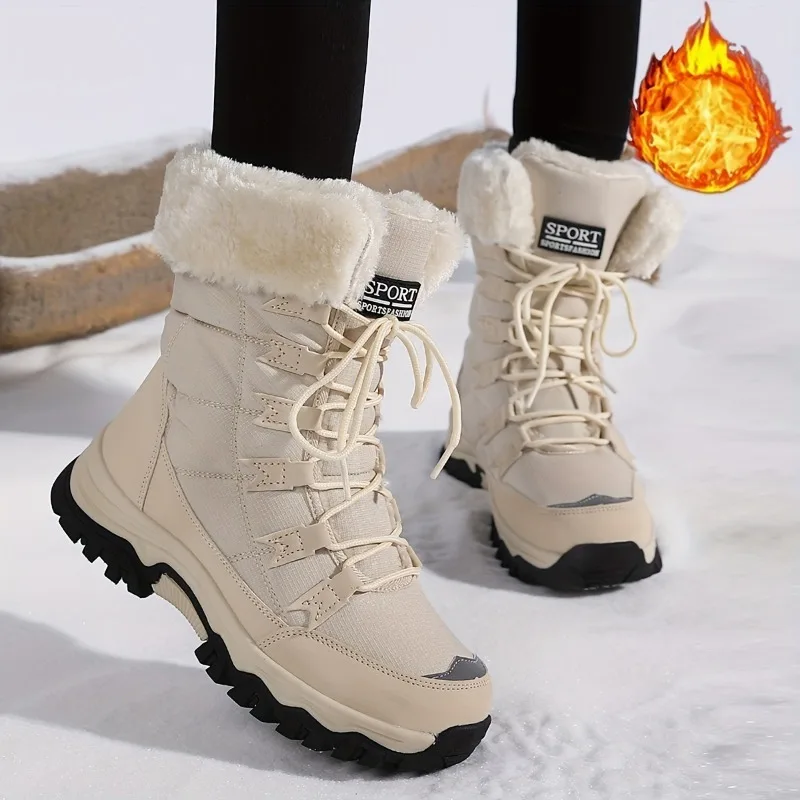 

Winter Snow Boots Women Outdoor Warmth Faux Fur Thick-soled Ankle Boots Women Anti-slip Wear-resistant Casual Hiking Shoes Women
