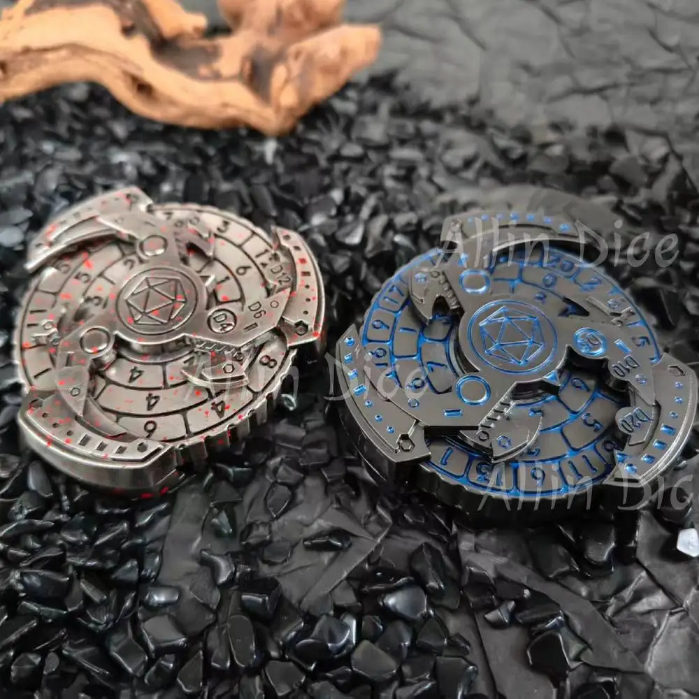 Set di Dadi Giroscopici D&D, 7 in 1 Set di Dadi in Metallo con Spinner per Dungeons & Dragons Giochi da Tavolo di Ruolo RPG Dadi Roulette