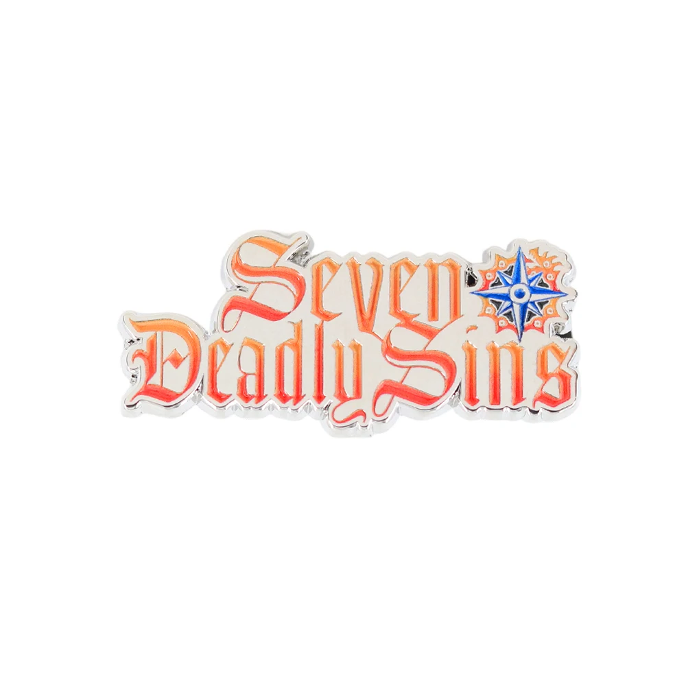 Gothic Artistic Font Brooch Red Orange Gradient Color Alphabet Badge Classic Anime Logo Periphery Metal Pin Fans Collect Pins
