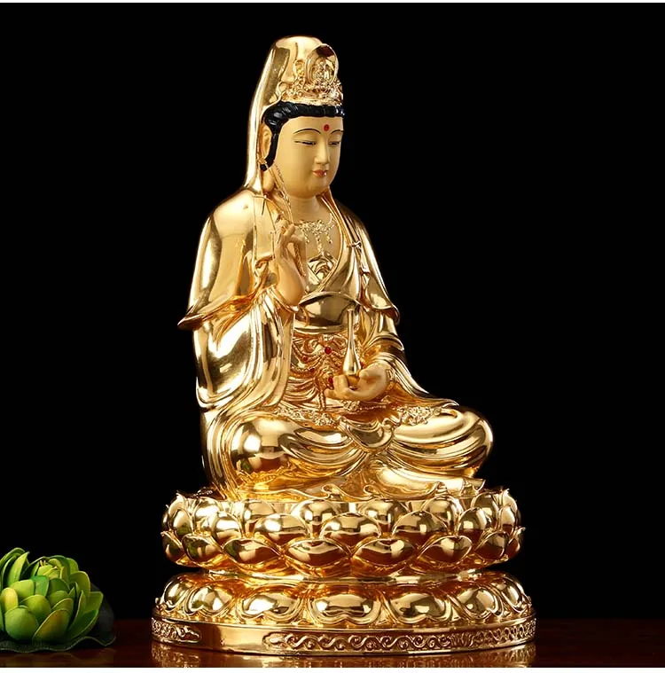 GOOD # Buddhist high-grade home family efficacious bless Talisman Mascot gilding gold Guanyin Buddha copper statue -30CM Large