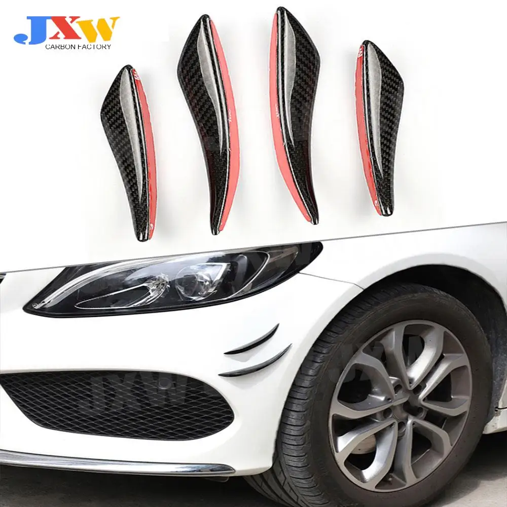 

Universal Front Bumper Lip Spoiler Splitter Air Knife Canards Sticker 4PCS Carbon Fiber for Benz A B C E S Class W205 W212 W218