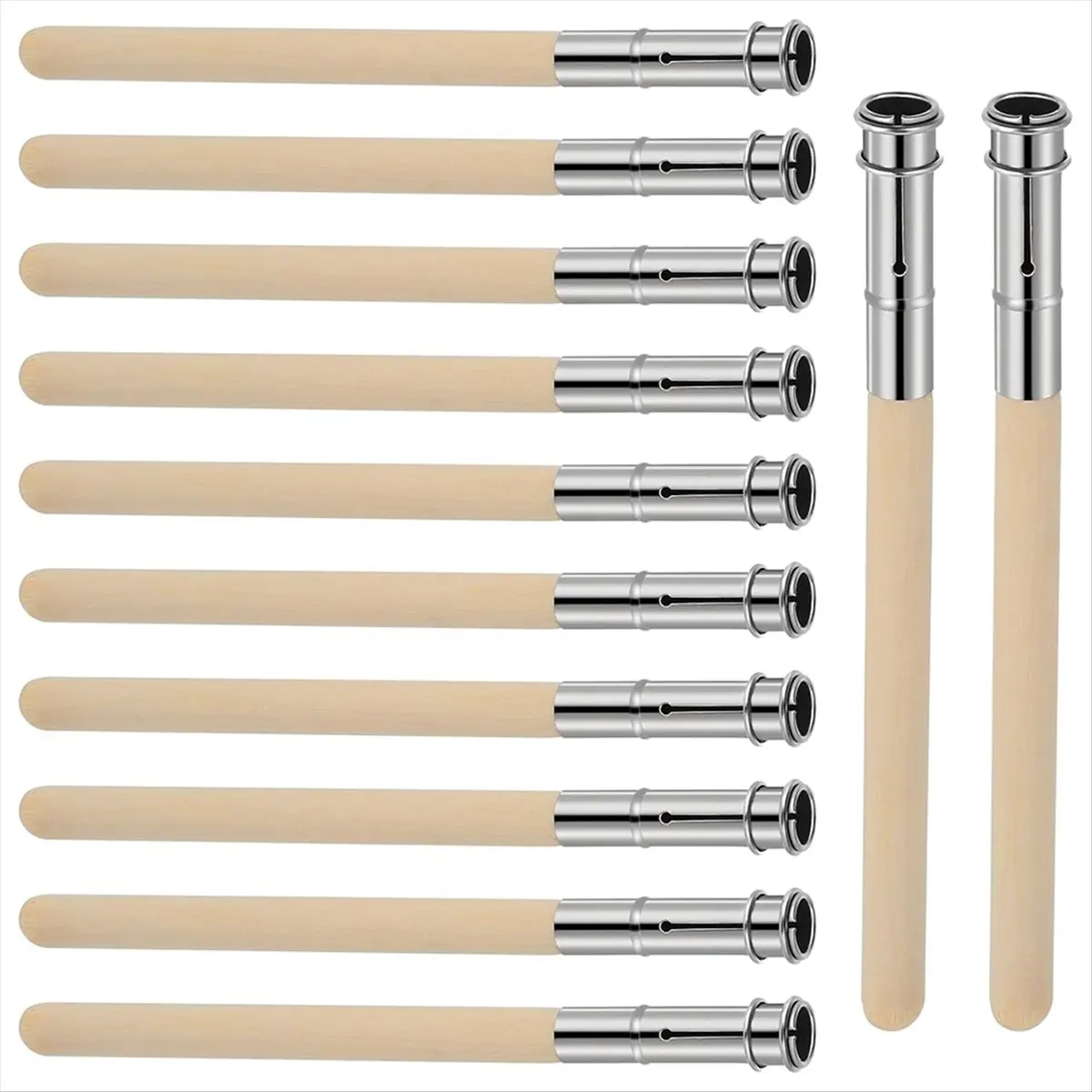 *N21R 12 PCS Wooden Pencil Pencil Extenders for Artists with Adjustable Metal Handle Lengthener Pencil Pull Charcoal Holder