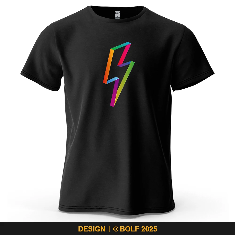 Buntes Lightning Bolt bedrucktes Herren-T-Shirt aus 100 % Baumwolle, übergroße, lebendige Grafik-Ausflüge, T-Shirts für Damen, Tops, Streetwear